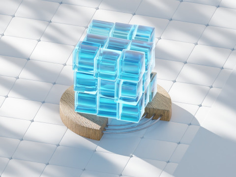 Composi??o de cubo de vidro abstrato moderno Modelo 3D