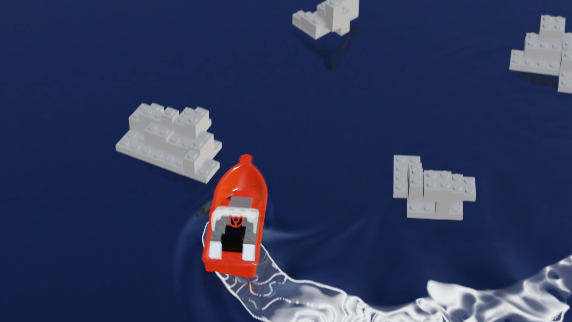Lego - Inspired Red Boat and Iceberg Stylized 3D Animation Set 3D Model .c4d .max .obj .3ds .fbx .stl .blend