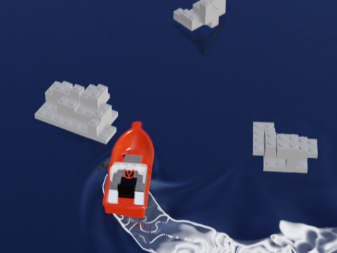 Lego - Inspired Red Boat and Iceberg Stylized 3D Animation Set 3D Model
