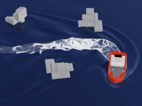 Lego - Inspired Red Boat and Iceberg Stylized 3D Animation Set 3D Model