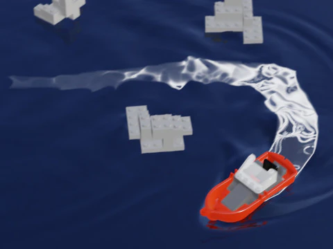 Lego - Inspired Red Boat and Iceberg Stylized 3D Animation Set 3D Model