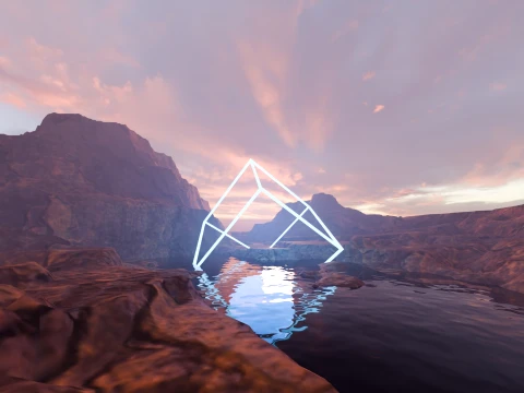 Sci-Fi Neon Pyramid Landscape 3D Model
