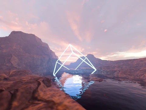 Sci-Fi Neon Pyramid Landscape 3D Model