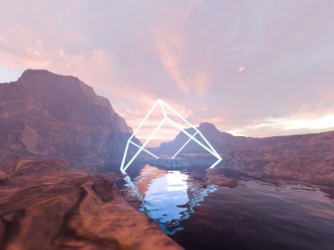 Sci-Fi Neon Pyramid Landscape 3D Model