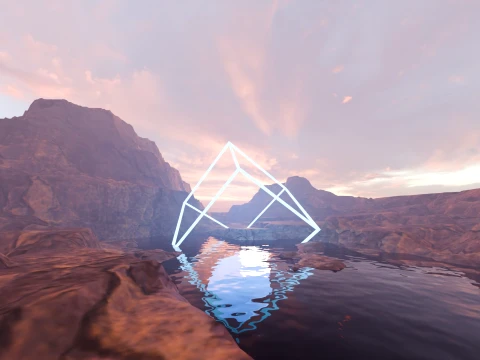 Sci-Fi Neon Pyramid Landscape 3D Model