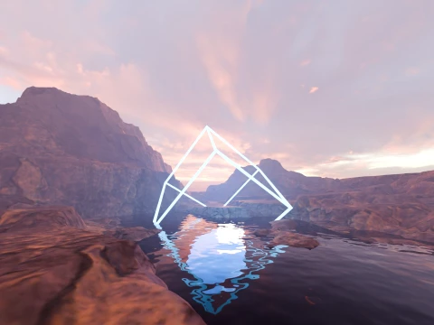 Sci-Fi Neon Pyramid Landscape 3D Model