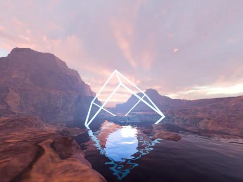 Sci-Fi Neon Pyramid Landscape 3D Model