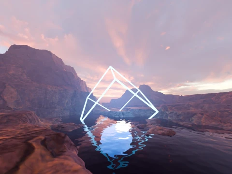 Sci-Fi Neon Pyramid Landscape 3D Model