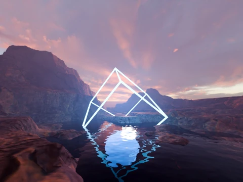 Sci-Fi Neon Pyramid Landscape 3D Model