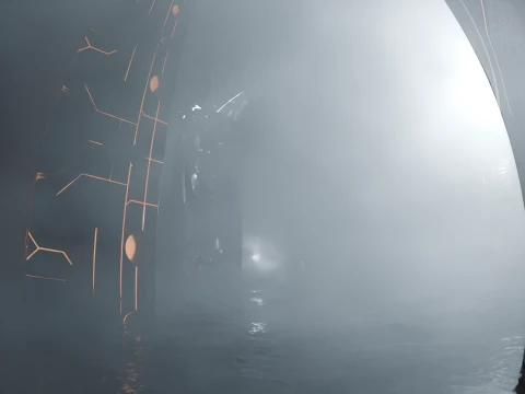 Sci-Fi Gothic Monoliths with Angel Statue 3D Model