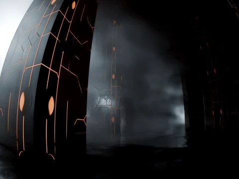 Sci-Fi Gothic Monoliths with Angel Statue 3D Model