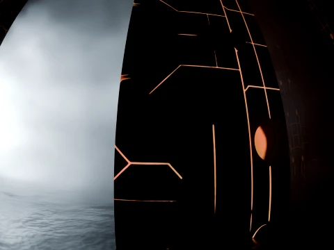 Sci-Fi Gothic Monoliths with Angel Statue 3D Model