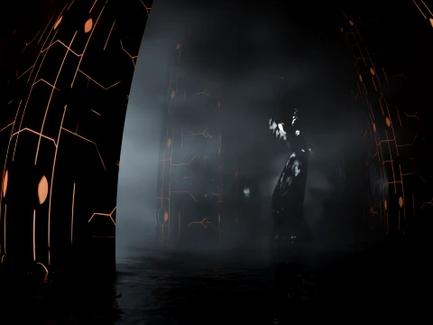 Sci-Fi Gothic Monoliths with Angel Statue 3D Model