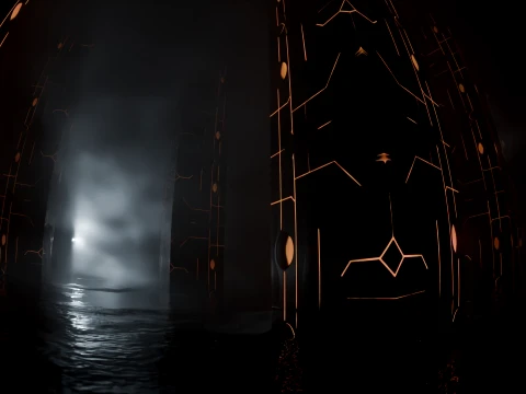 Sci-Fi Gothic Monoliths with Angel Statue 3D Model