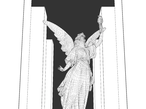 Sci-Fi Gothic Monoliths with Angel Statue 3D Model