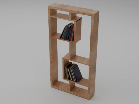 Modern Minimalist Wooden Bookshelf 3D Model