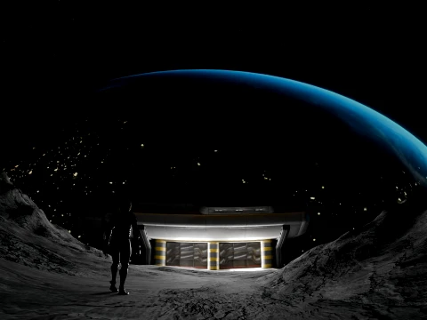 Sci-Fi Lunar Outpost Moon Base 3D Model