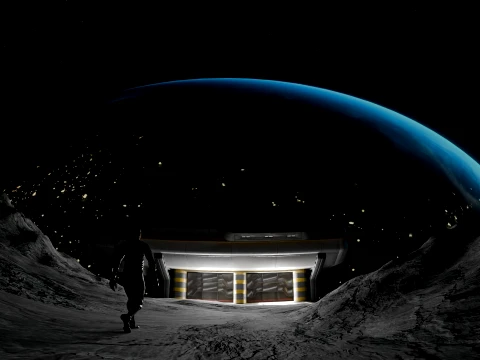 Sci-Fi Lunar Outpost Moon Base 3D Model