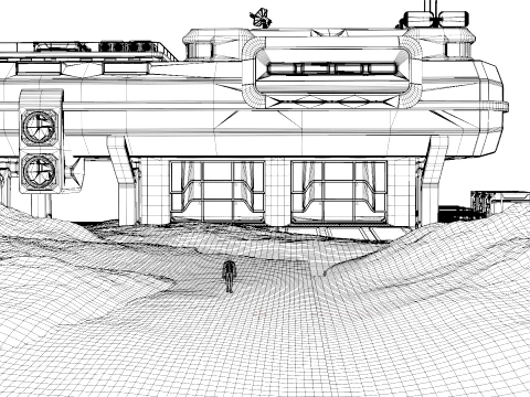 Sci-Fi Lunar Outpost Moon Base 3D Model