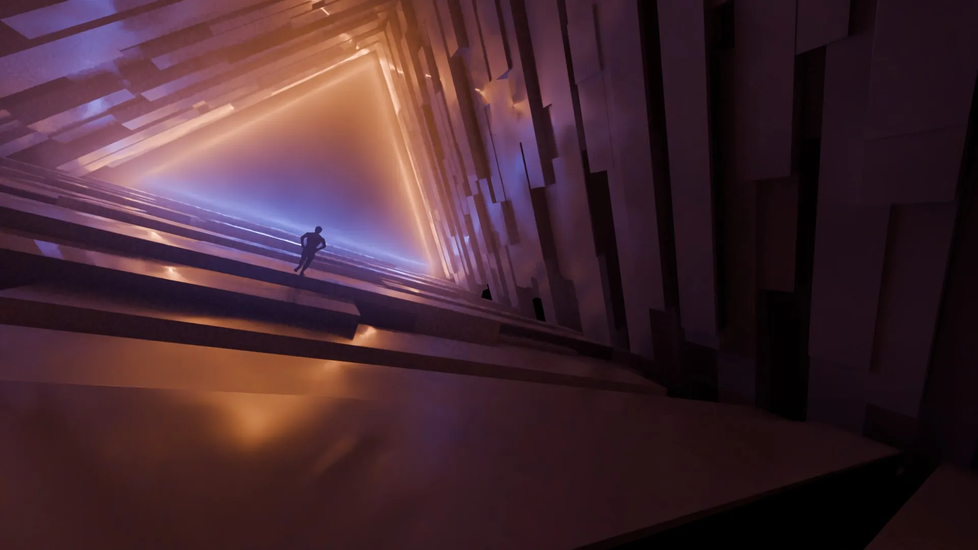 Sci-Fi Triangular Megastructure Corridor 3D Model .c4d .max .obj .3ds .fbx .stl .blend