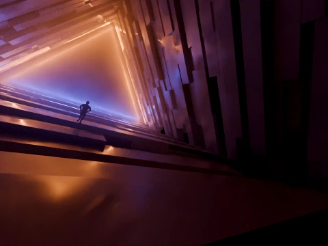 Couloir de m&eacute;gastructure triangulaire de science-fiction Modèle 3D