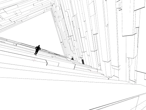 Sci-Fi Triangular Megastructure Corridor 3D Model