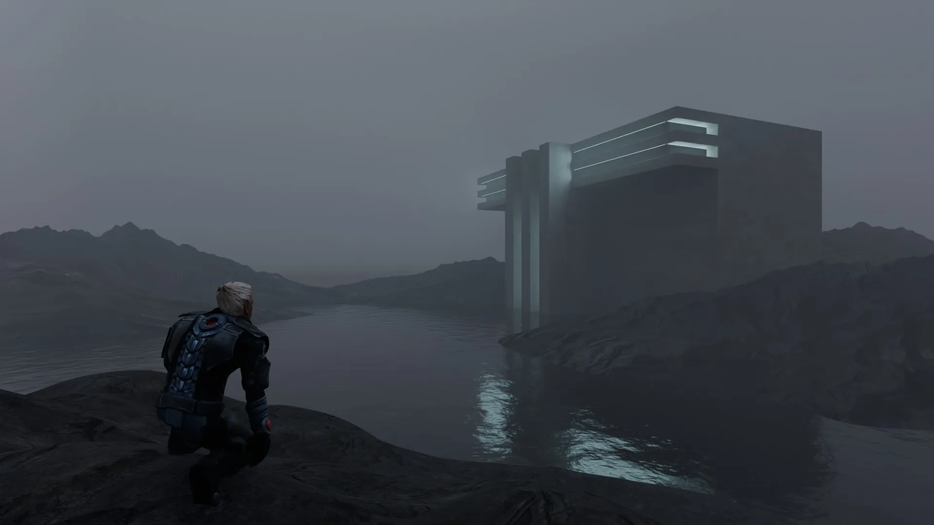 Sci-Fi Cinematic Monolith and Character Environment Scene 3D Model .c4d .max .obj .3ds .fbx .stl .blend
