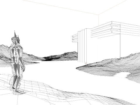 Sci-Fi Cinematic Monolith and Character Environment Scene 3D Model