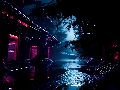 Cyberpunk Neo-Tokyo Alleyway Shrine Environment 3D Model