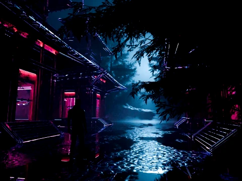 Cyberpunk Neo-Tokyo Alleyway Shrine Environment 3D Model