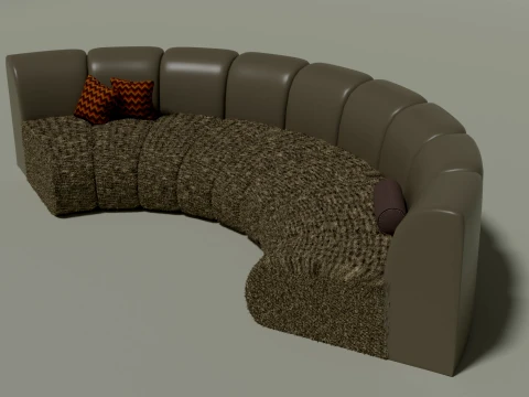 Modern Curved Sectional Sofa 3D Model