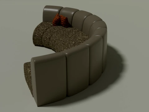 Modern Curved Sectional Sofa 3D Model