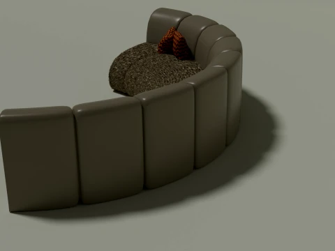 Modern Curved Sectional Sofa 3D Model