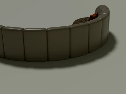 Modern Curved Sectional Sofa 3D Model