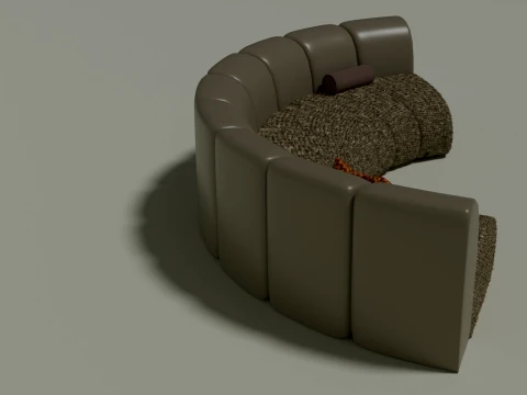 Modern Curved Sectional Sofa 3D Model