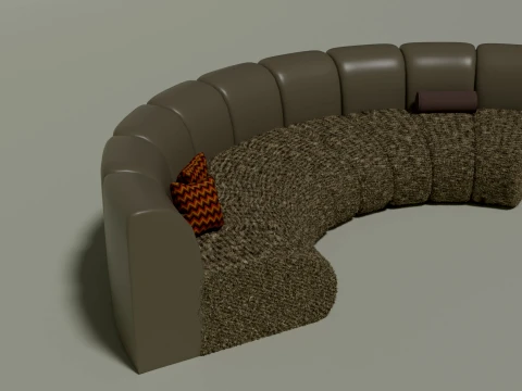 Modern Curved Sectional Sofa 3D Model