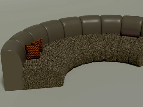 Modern Curved Sectional Sofa 3D Model