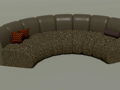 Modern Curved Sectional Sofa 3D Model