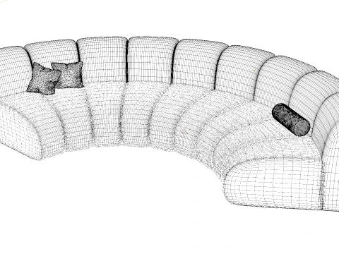 Modern Curved Sectional Sofa 3D Model