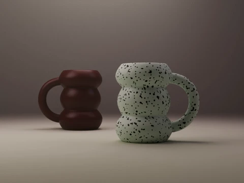 Tazza a bolle in ceramica paffuta estetica moderna Modello 3D