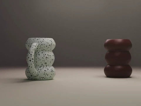 モダンで美しいぽっちゃりセラミックバブルマグ 3Dモデル
