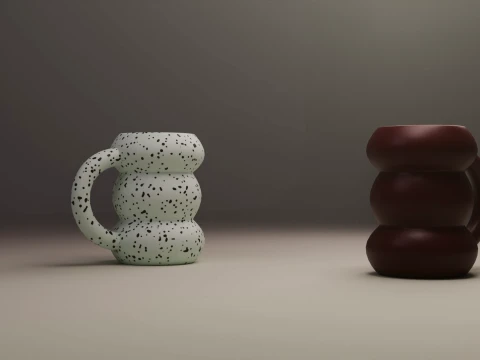モダンで美しいぽっちゃりセラミックバブルマグ 3Dモデル