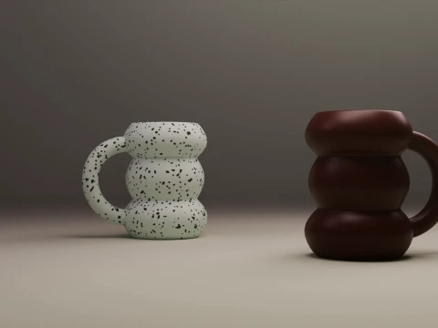 モダンで美しいぽっちゃりセラミックバブルマグ 3Dモデル