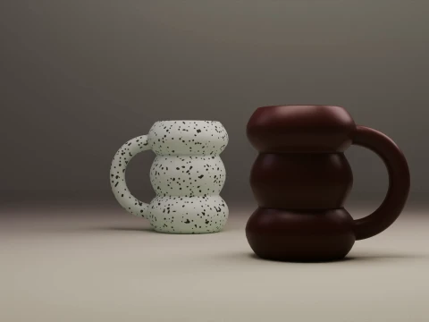 モダンで美しいぽっちゃりセラミックバブルマグ 3Dモデル