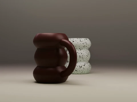モダンで美しいぽっちゃりセラミックバブルマグ 3Dモデル