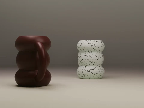 モダンで美しいぽっちゃりセラミックバブルマグ 3Dモデル