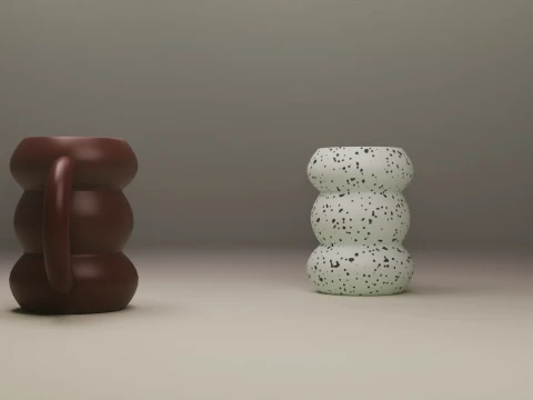 モダンで美しいぽっちゃりセラミックバブルマグ 3Dモデル