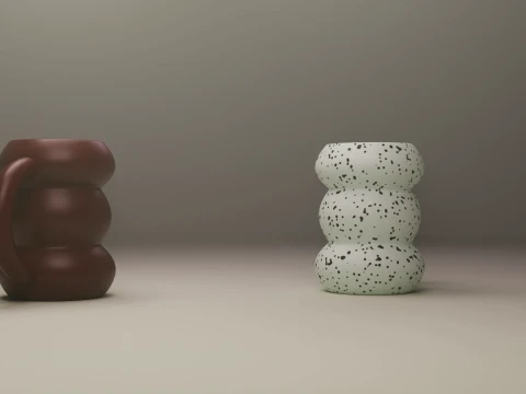 モダンで美しいぽっちゃりセラミックバブルマグ 3Dモデル