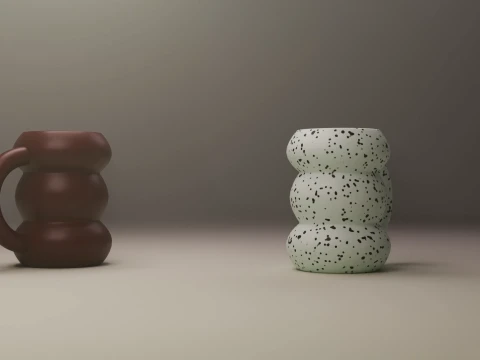 モダンで美しいぽっちゃりセラミックバブルマグ 3Dモデル