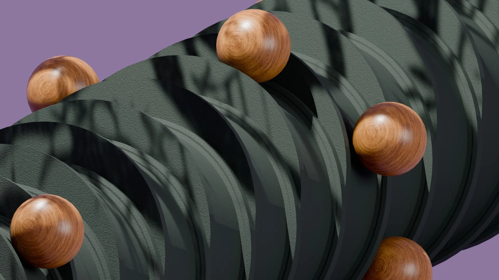 Modern Abstract Spiral Column with Wooden Spheres 3D Model .c4d .max .obj .3ds .fbx .stl .blend 